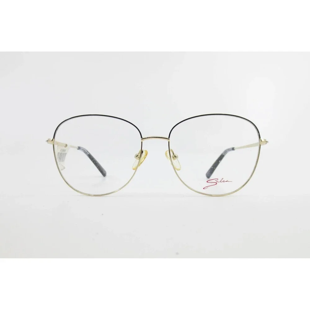 Salsa SA 20218 Black Gold Round Metal Eyeglass Frames 56-16-145 ECCA 1546